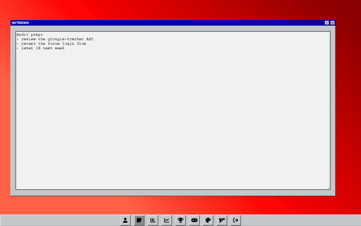 The notebook window at full size with a few lines of demo notes.